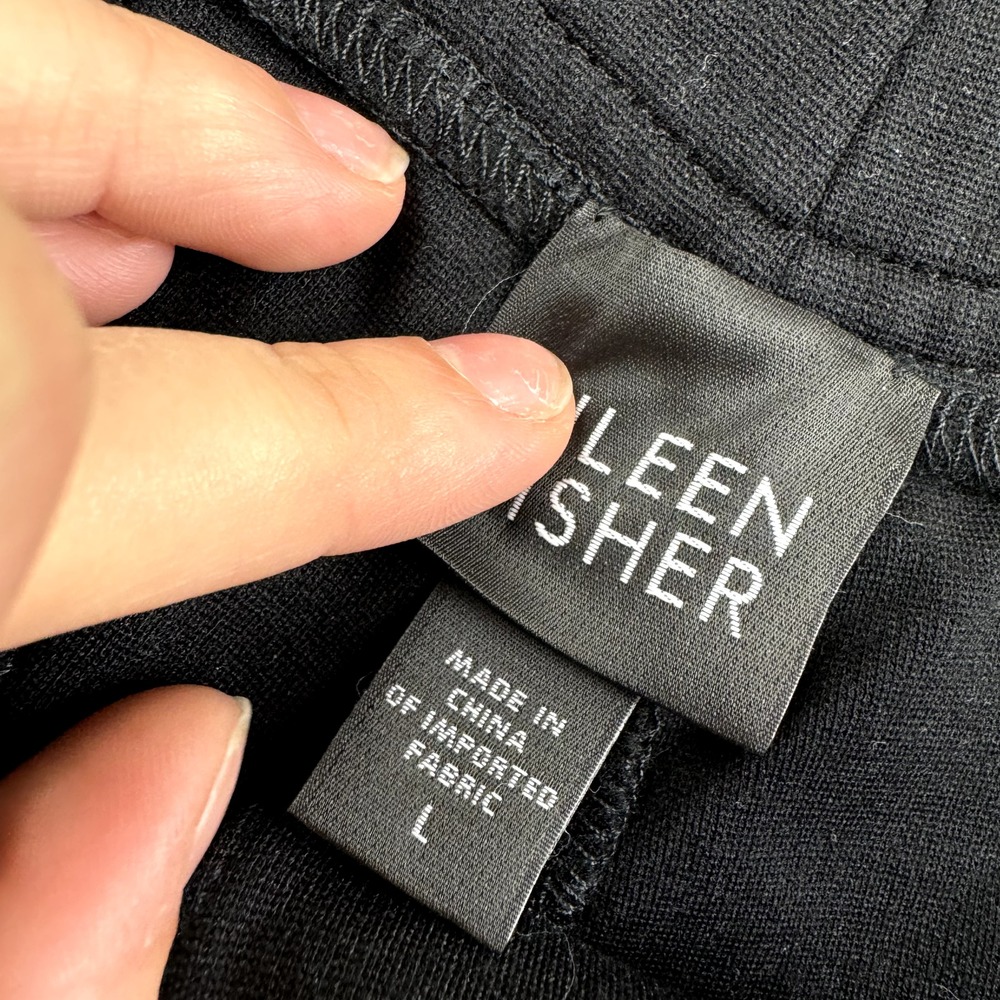 Eileen Fisher Dress Pants Womens Size Large Black Flare Career Pockets High Rise - Picture 3 of 12